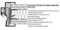 Universal-Eckzarge für Ständerwerk, mit Ergänzungszarge VARIO B53 MW 100 - 270 mm 
