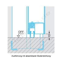 absenkbare Bodendichtung mit Rauchschutz nach DIN 18095